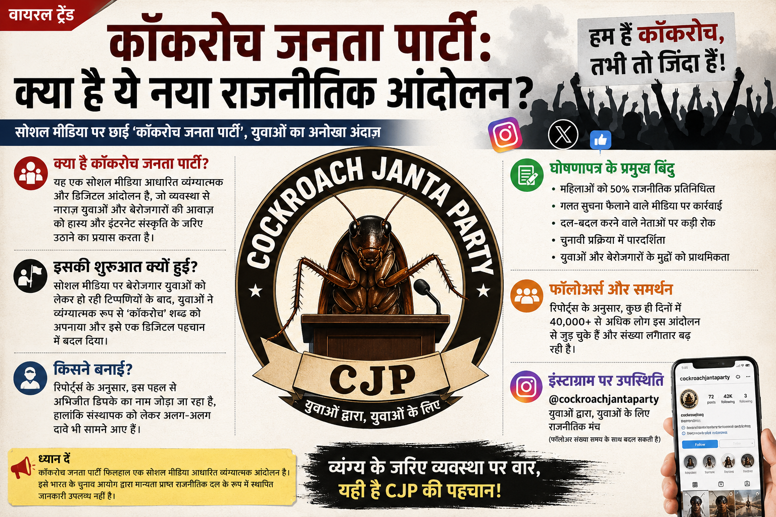 Cockroach janta party news
